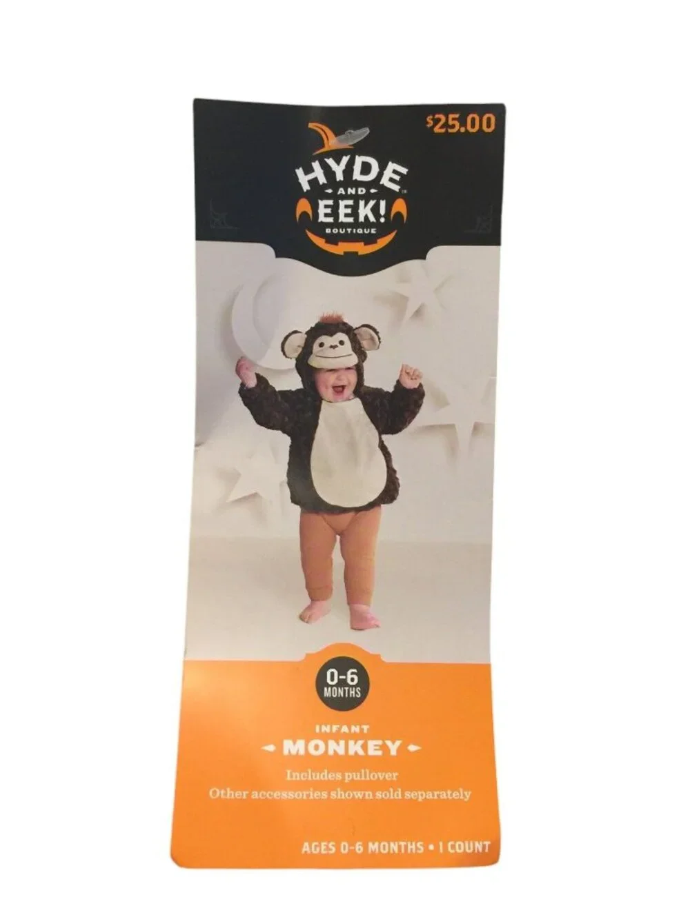 HYDE & EEK! Infant 0-6 Months Monkey Plush Hooded Pullover Brown Cream